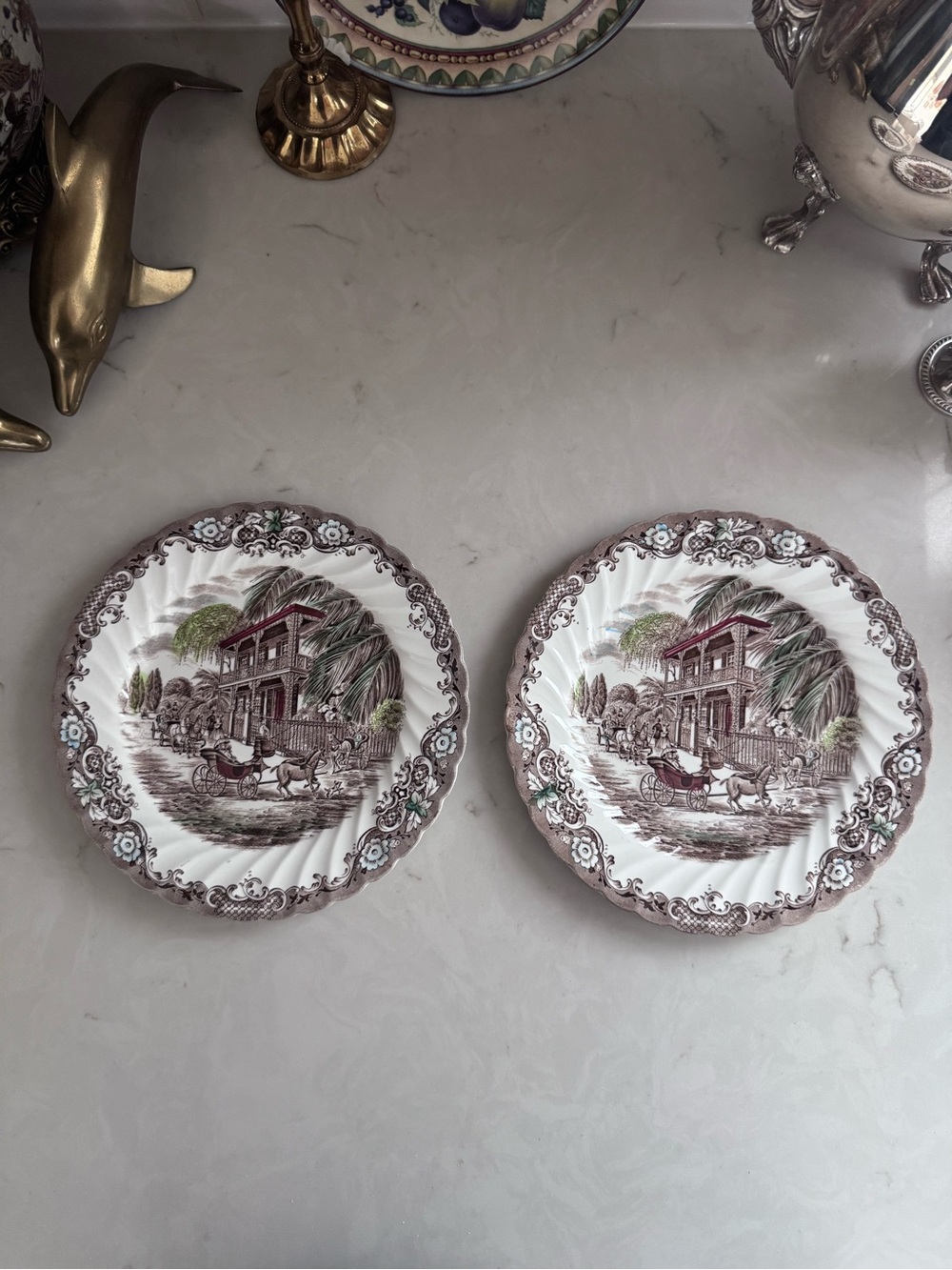 Vintage Johnson Bros Heritage Hall Salad Plate Set of 2 New Orleans